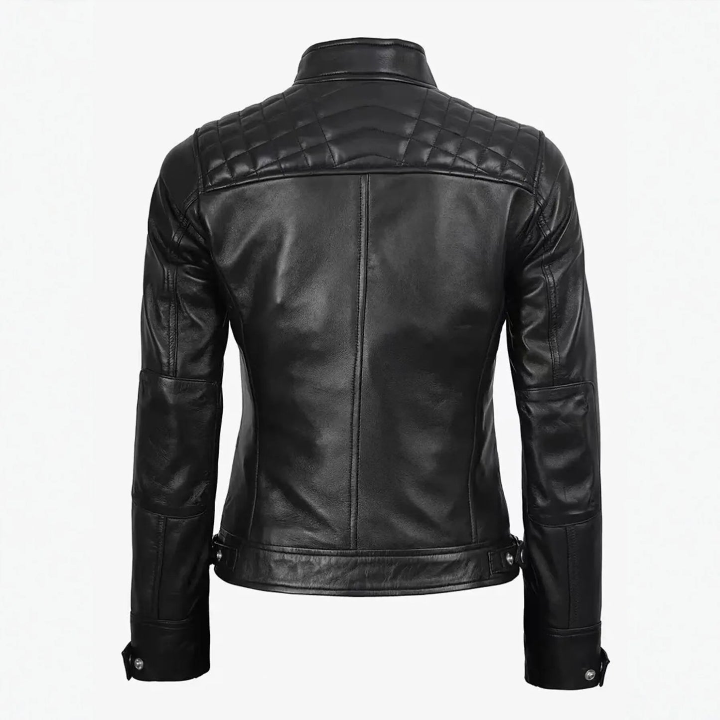 Veste en Cuir PU Femme Style Moto – Col Officier, Slim Fit, Sà XXL