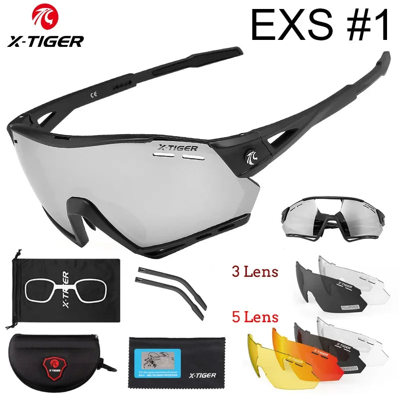 X-TIGER Lunettes de Cyclisme 5 Verres – UV400, Polarisées – Pour Vélo, Running, Pêche & Sports Extérieurs - BLACKBEARD OUTDOOR INDUSTRIES