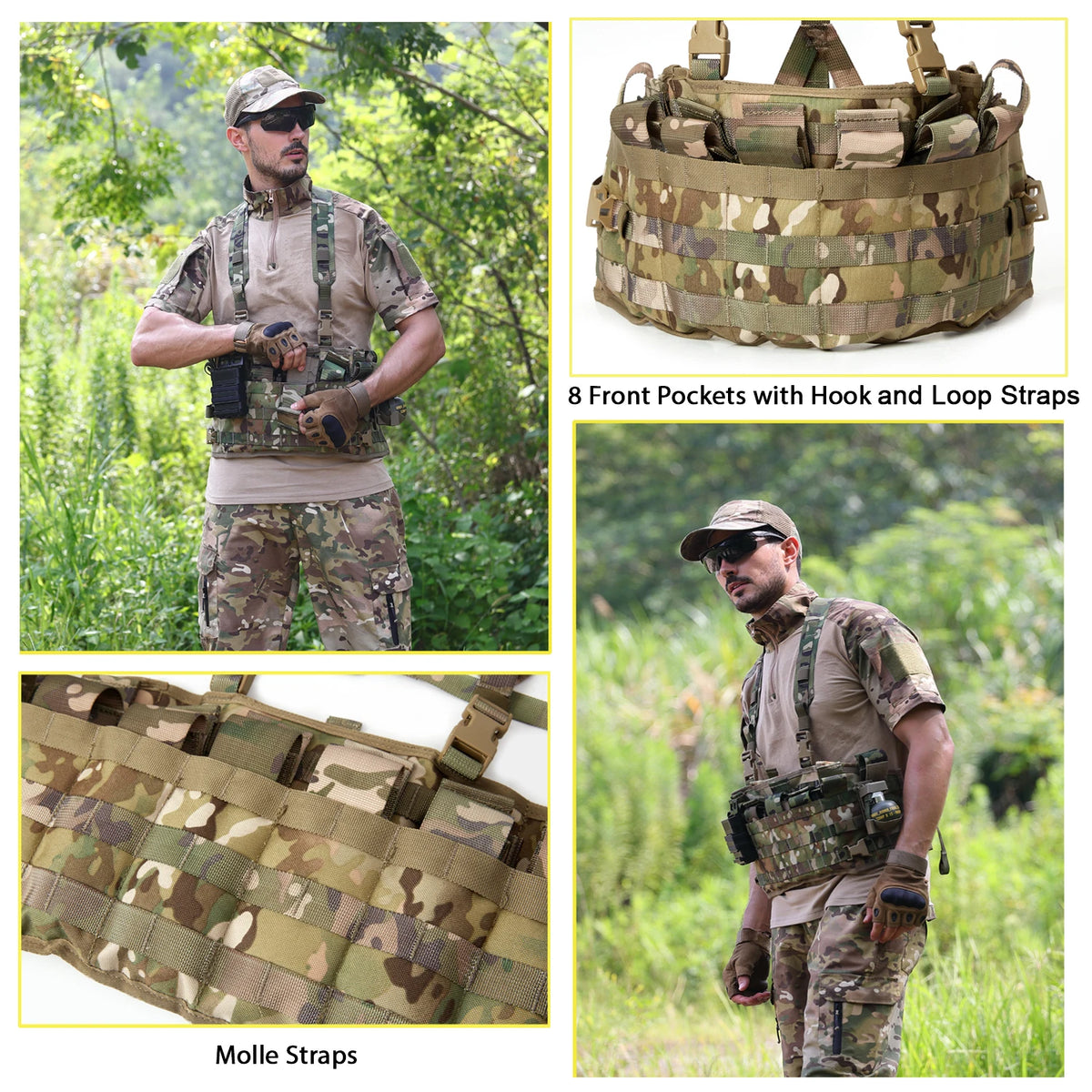Chest rig tactique TAP MOLLE II – Panneau modulaire réglable