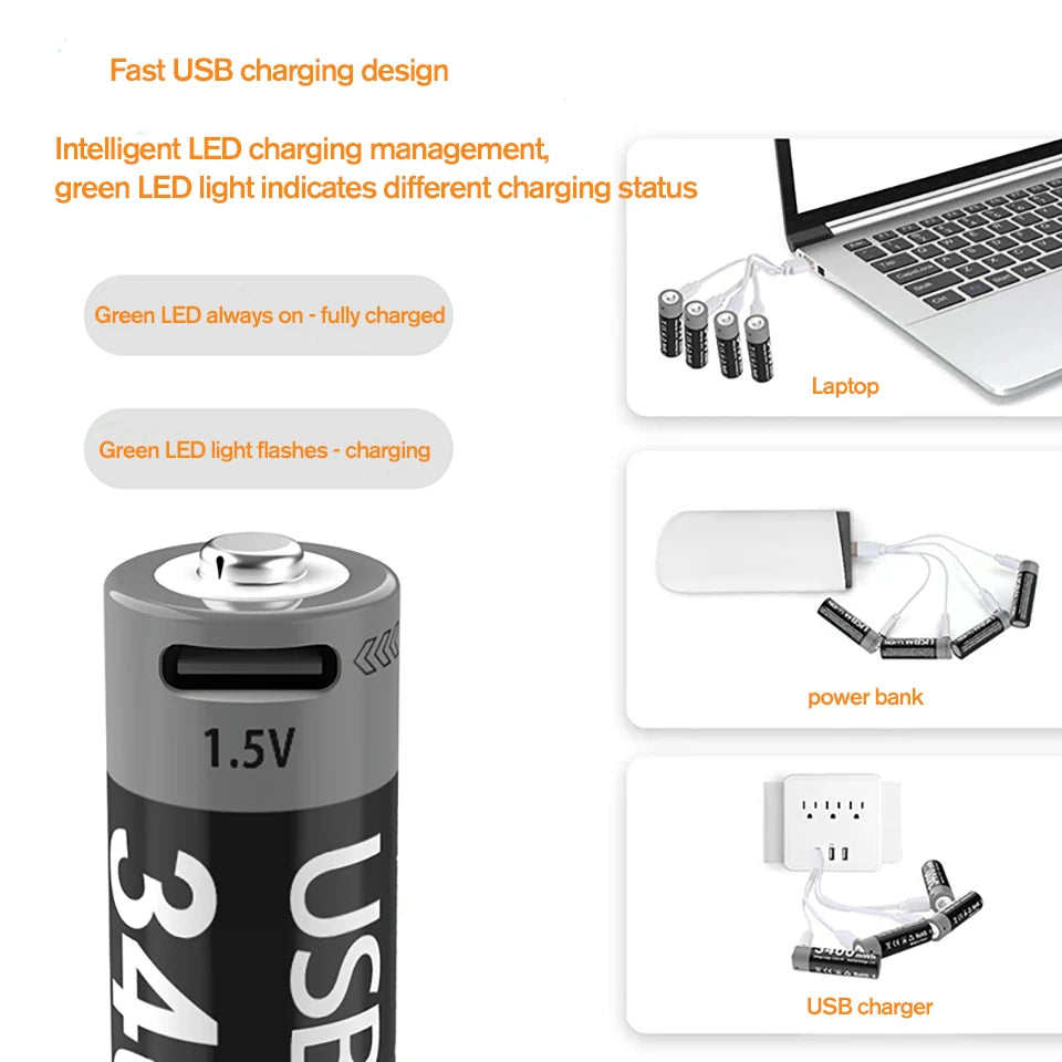 batterie rechargeable MATOV AA 1,5 V 3400mWh Ma boutique