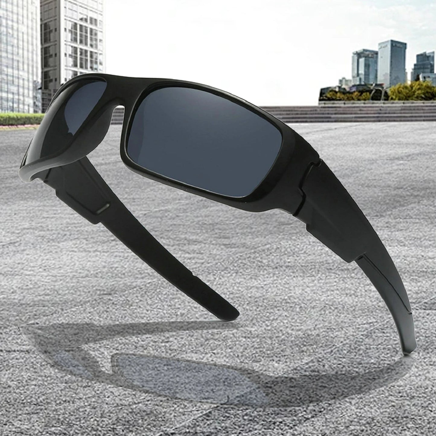 Lunettes Tactiques Polarisées UV400 – Rectangulaires Anti-Reflets | Airsoft, Terrain & Outdoor