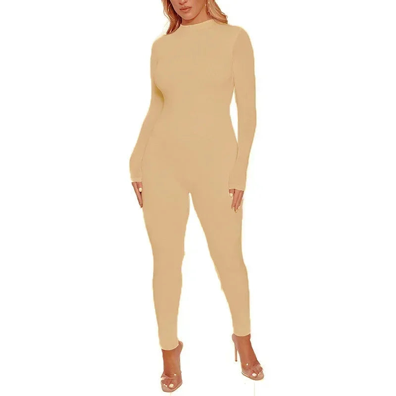 Combinaison Femme Manches Longues Zip – Jumpsuit Slim Sportswear Automne Hiver