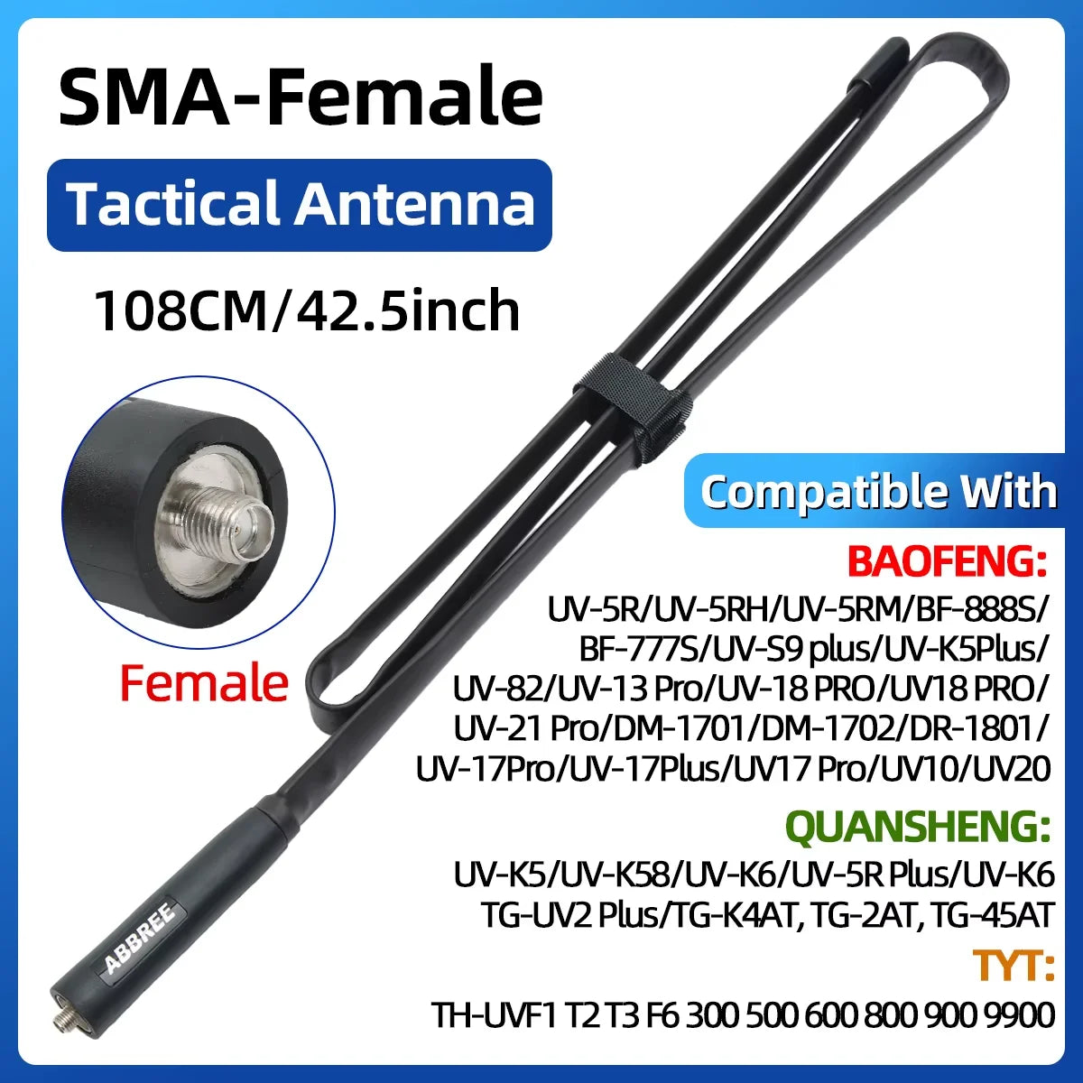 Antenne Tactique ABBREE CS – SMA-Female - BLACKBEARD OUTDOOR INDUSTRIES