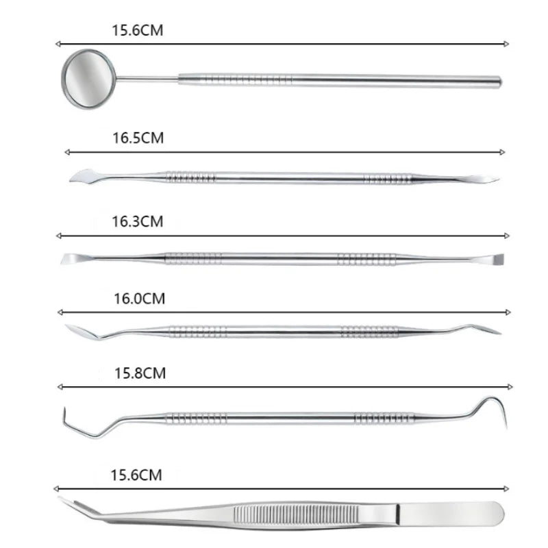 Kit Dentaire Inox – Détartreur, Miroir & Pince Bucco-Dentaire 5 ou 6 Pièces