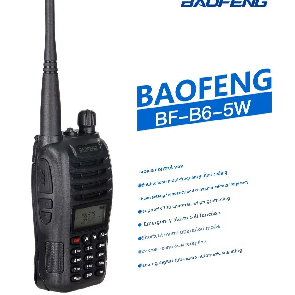 Talkie-Walkie Baofeng BF-UVB6 Dual Band VHF/UHF 5W – Étanche IP67, Portée 10 km