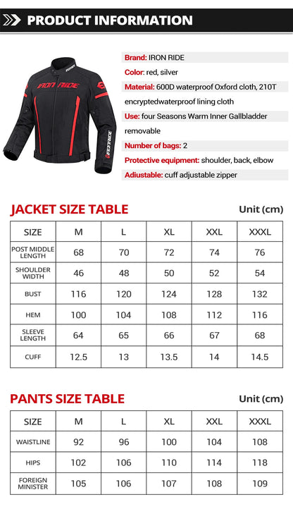 Motorcycle Jacket Waterproof Motorcross Jacket Pants Moto Jacket Windproof Riding Motorbike Clothes With Protective Gear M-3XL BLACKBEARD OUTDOOR INDUSTRIES