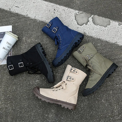 Rangers en toile pour hommes - Bottes hautes en toile respirantes, casual, outdoor et antidérapantes
