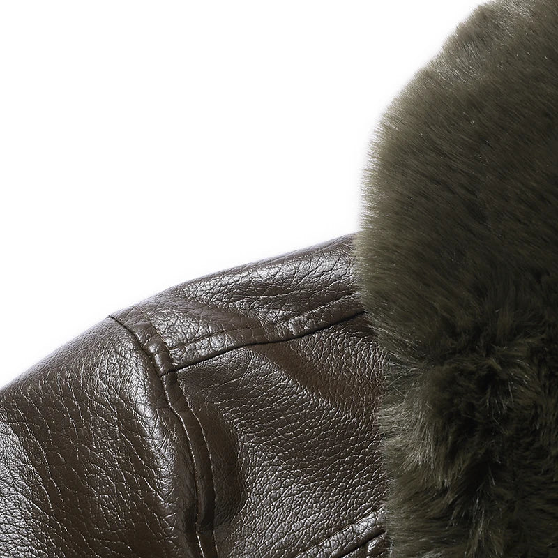 YJKVUR Men's Fleece-Lined Warm Faux Leather Jacket Waterproof Windproof Autumn Winter New Arrival Man Motorcycle Stylish Coat ﻿ BLACKBEARD OUTDOOR INDUSTRIES