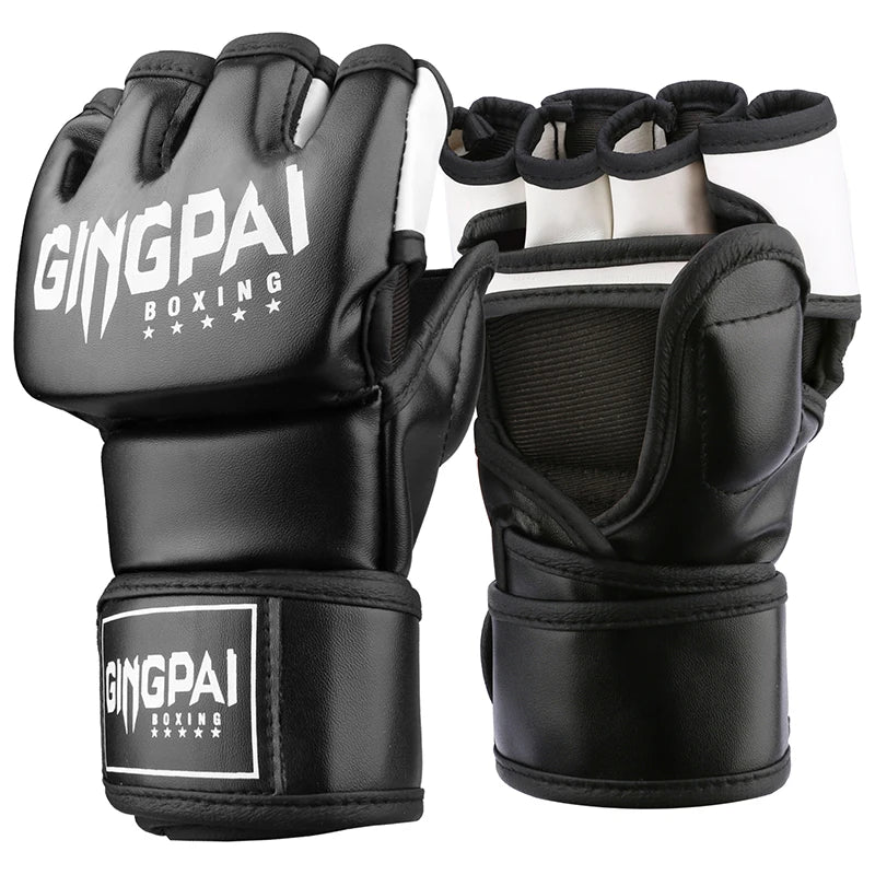 Mitaines MMA Sans Doigts Cuir PU – Gants Sac de Frappe / Kickboxing / Muay Thai – M & L - BLACKBEARD OUTDOOR INDUSTRIES