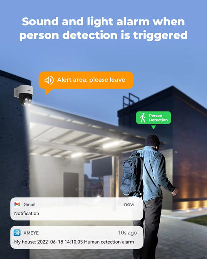 Caméra de surveillance IP PoE PTZ 5MP 8MP avec détection humaine
