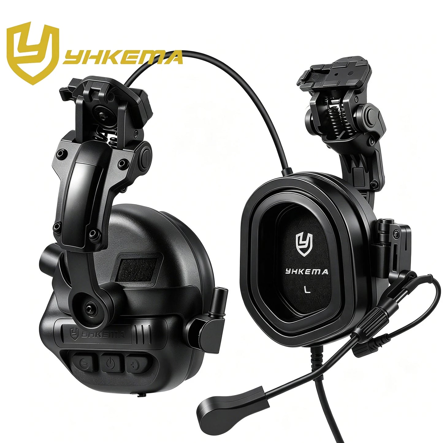Casque Tactique Électronique sur Rail de Casque – 22 dB NRR, Amplification ×6, Micro Boom, PTT Kenwood