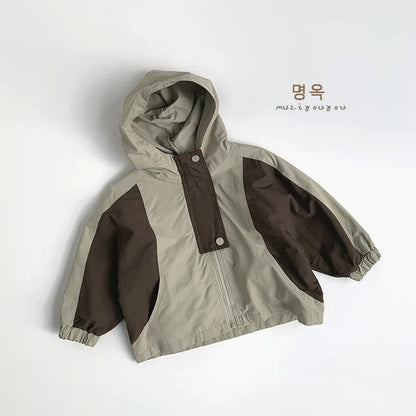 Veste Zippée Enfant À Capuche Patchwork – Manches Longues Printemps