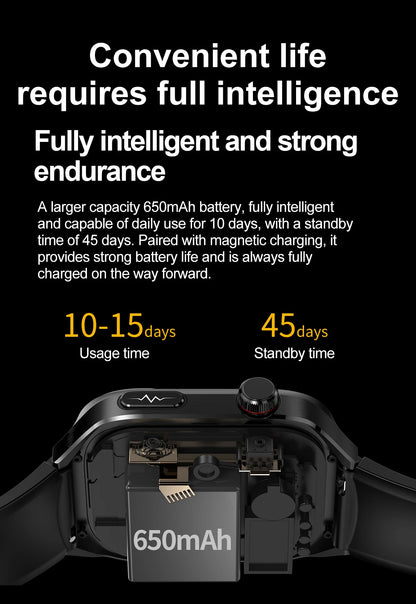 Montre Connectée Homme 2025 – Suivi Santé Avancé ECG+PPG – Surveillance Acide Urique & Lipides – Appels Bluetooth – Écran 2.04” AMOLED – Pour Android & iOS - BLACKBEARD OUTDOOR INDUSTRIES