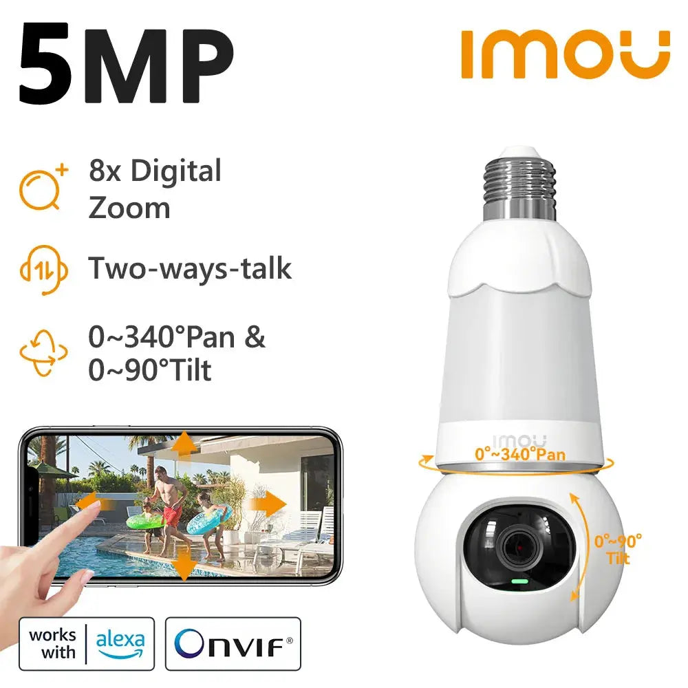 Caméra de Surveillance Wi-Fi IMOU Bulb Cam 3MP/5MP – Détection IA Humain/Véhicule – Vision Nocturne Couleur – E27 Ma boutique