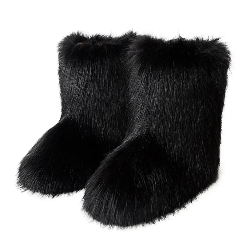 Bottes d’hiver femme fourrées en fausse fourrure