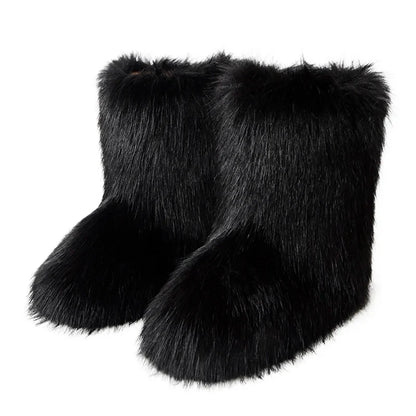 Bottes d’hiver femme fourrées en fausse fourrure