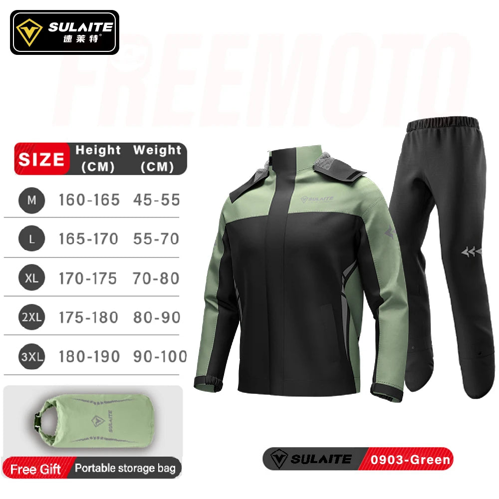 Combinaison Pluie Moto SULAITE 2 Pièces — Imperméable TPU, Bandes Réfléchissantes 360° | Unisexe M à XXXL - BLACKBEARD OUTDOOR INDUSTRIES