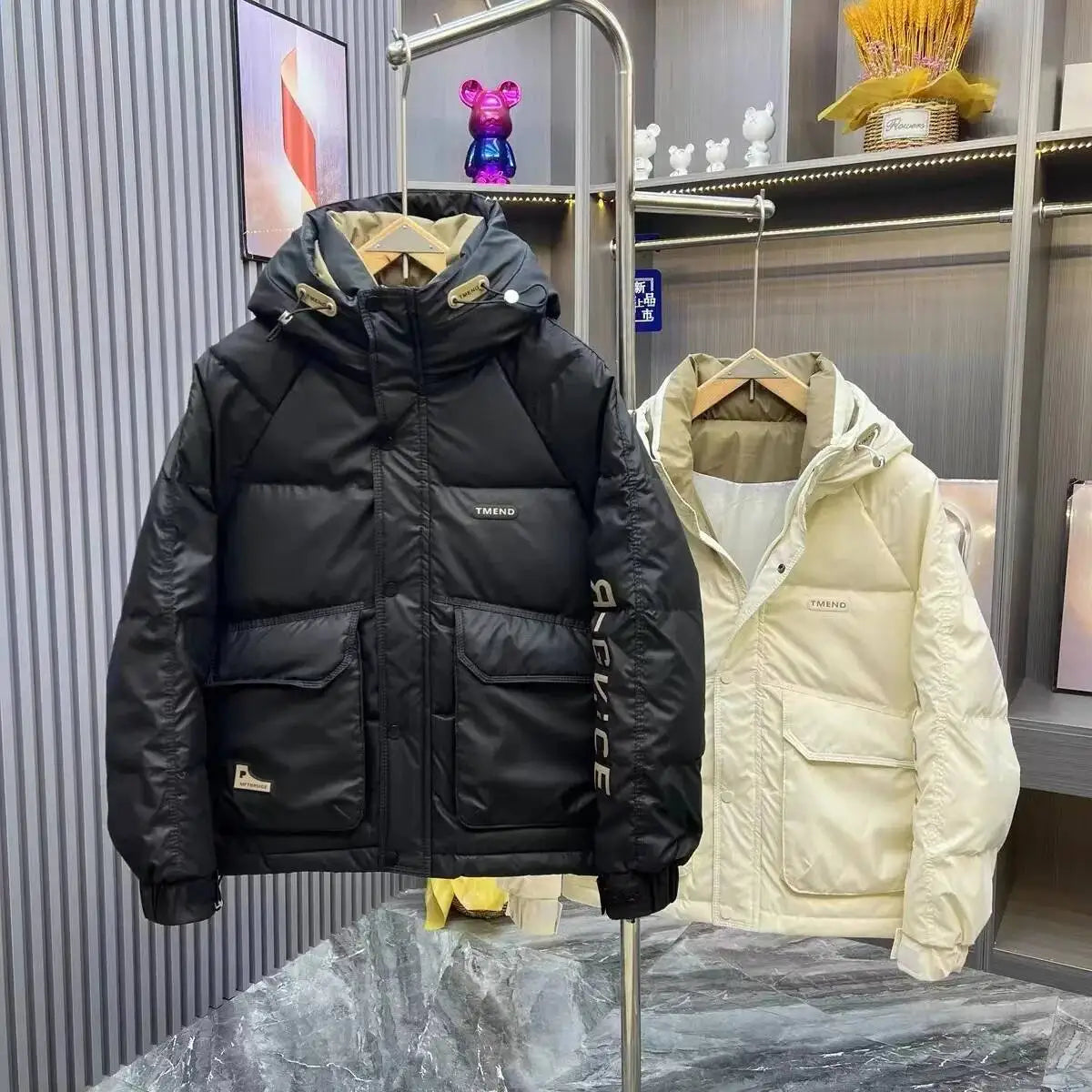 Fashion Men's Hooded Down Jacket Fall Winter Thick Warm Outdoor Windproof Sportwear Coats Male Disposable White Duck Down Jacket BLACKBEARD OUTDOOR INDUSTRIES