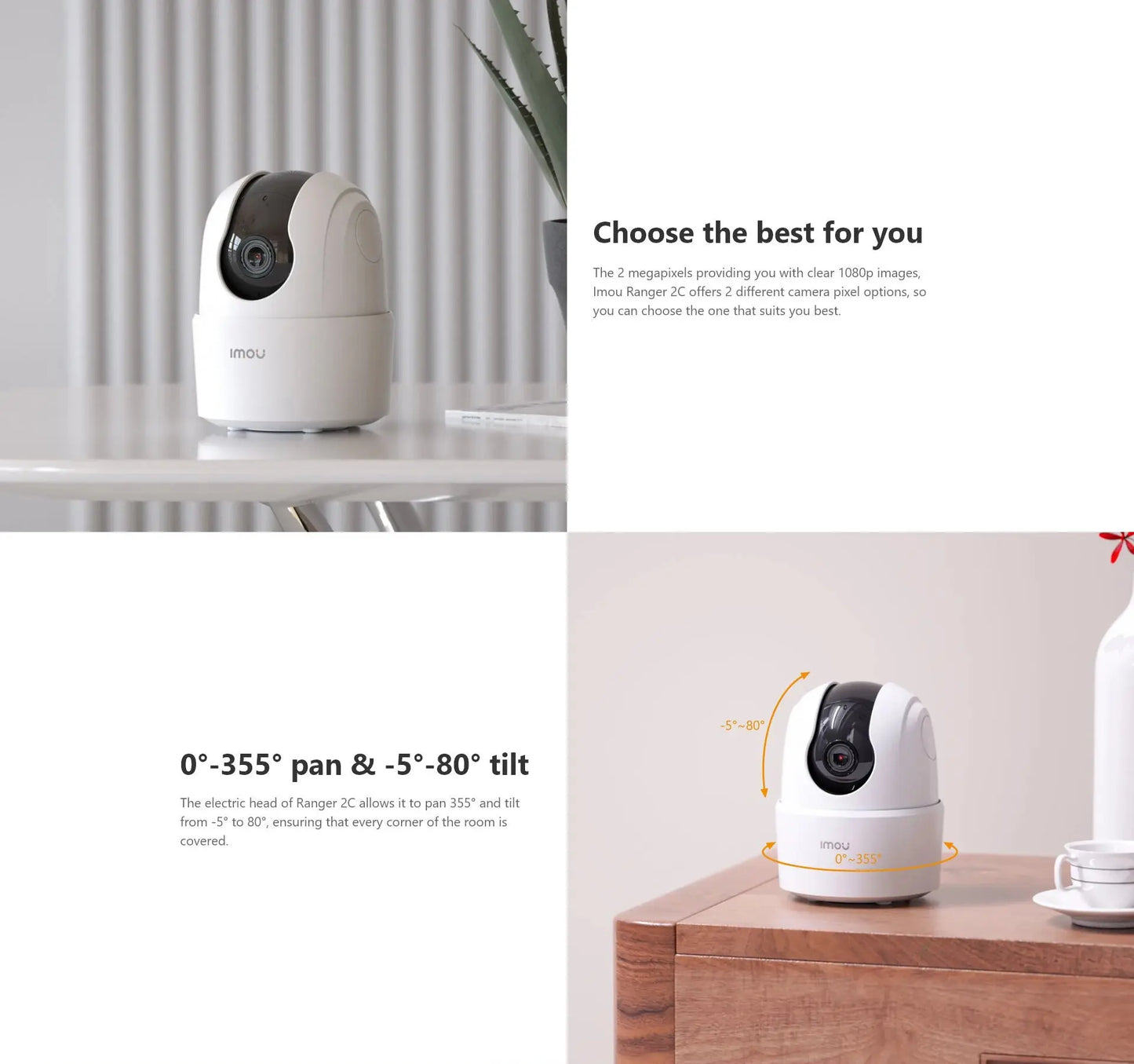 IMOU Ranger 2C 2MP – Caméra de Surveillance WiFi Intérieure à 360° | Babyphone | Détection Humaine | Audio Bidirectionnel | Vision Nocturne Ma boutique