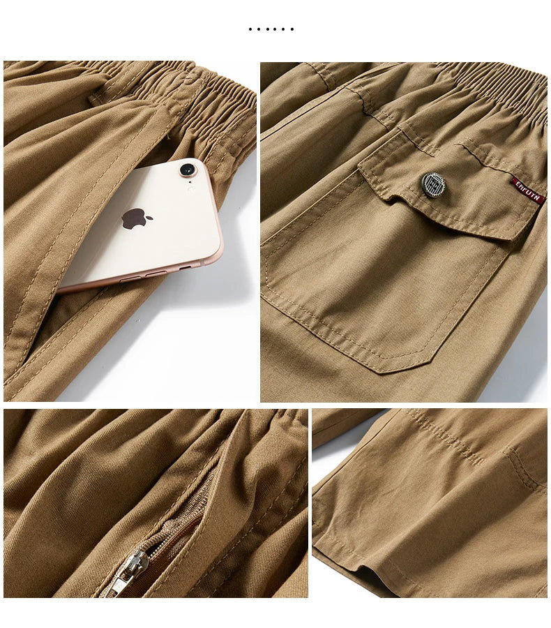 Short Cargo Homme - Poches Zippées, Taille Élastique, Coton Respirant, Style Décontracté Été Ma boutique