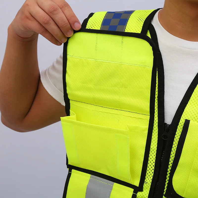 Gilet de sécurité réfléchissant multipoches pour patrouille et extérieur