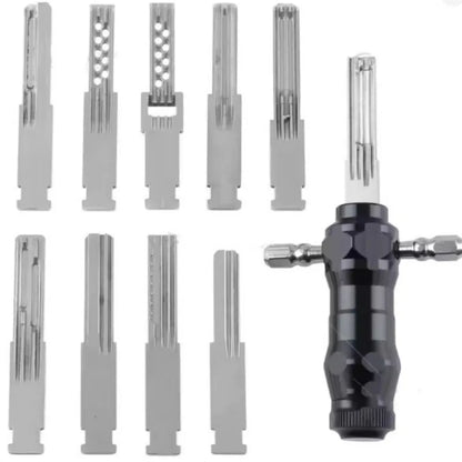 Kit de Crochetage Acier Inoxydable 10 en 1 avec Clés Interchangeables pour Serrures Tubulaires - BLACKBEARD OUTDOOR INDUSTRIES
