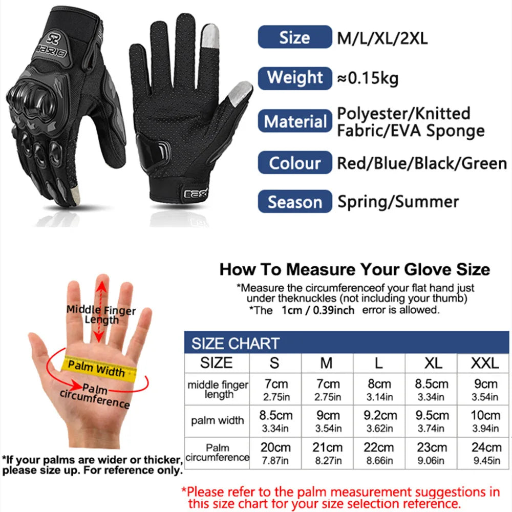 Gants Moto Été Respirants SUOMY – Plein Doigt Tactile Anti-Dérapant Motocross