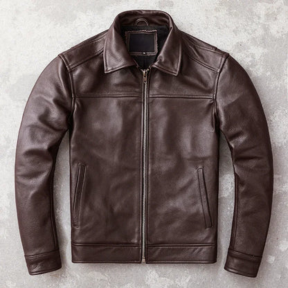 Blouson en Cuir de Vache Véritable Homme — Coupe Slim Casual | Noir & Marron | S à 6XL - BLACKBEARD OUTDOOR INDUSTRIES