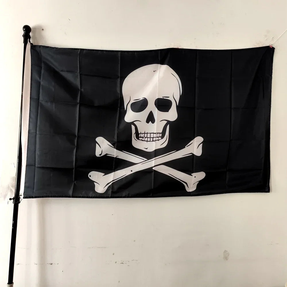 Drapeau Pirate Skull 90x150cm – Design Jolly Roger Jack Rackham – Polyester Durable Résistant aux Intempéries pour Décoration Extérieure BLACKBEARD OUTDOOR INDUSTRIES