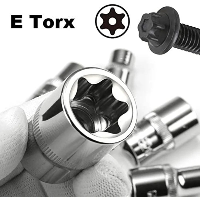 Jeu de Douilles Femelles Torx E4 à E24 – 14 Pièces | Douilles Étoile Externe (E-Torx) en Acier Chrome Vanadium - BLACKBEARD OUTDOOR INDUSTRIES