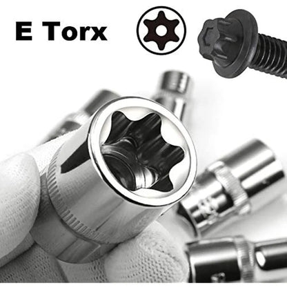 Jeu de Douilles Femelles Torx E4 à E24 – 14 Pièces | Douilles Étoile Externe (E-Torx) en Acier Chrome Vanadium - BLACKBEARD OUTDOOR INDUSTRIES