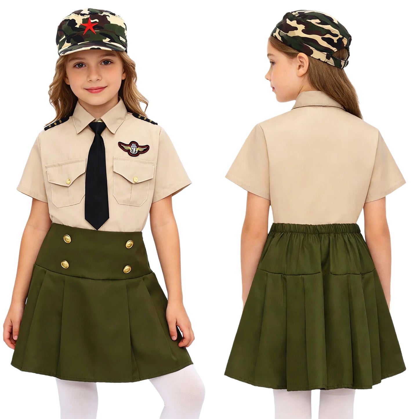 Uniforme Militaire Enfant 4 Pièces – Garçon & Fille | Cosplay, Spectacle, Halloween | 100-160 cm