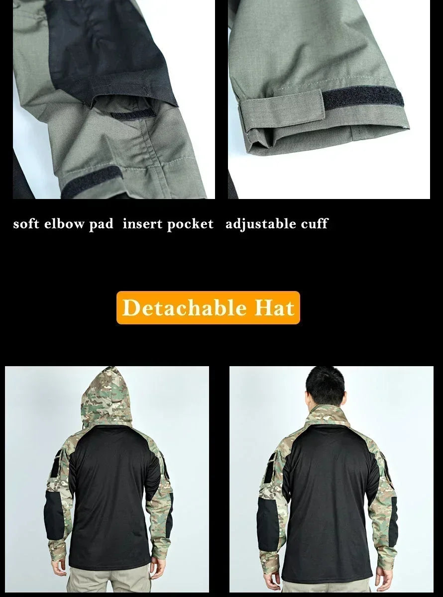 Chemise tactique unisexe manches longues – T-shirt respirant à capuche camouflage pour chasse, entraînement et paintball - BLACKBEARD OUTDOOR INDUSTRIES