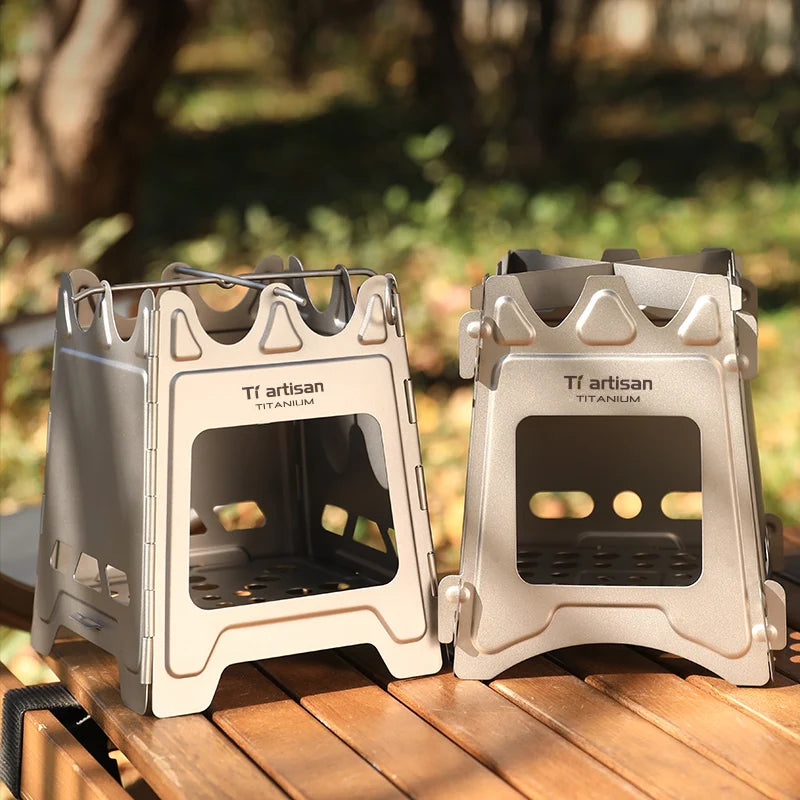 Réchaud à bois pliable pour camping et bivouac – Titane ou inox
