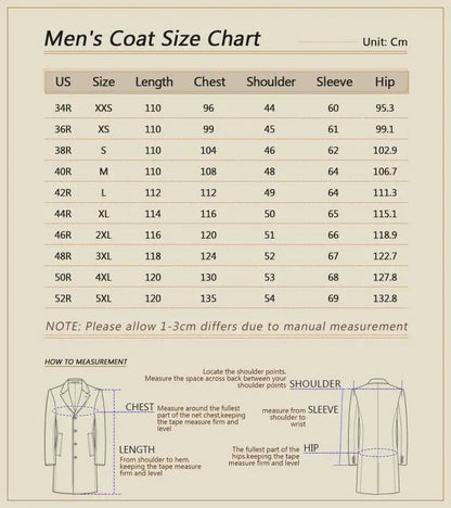 Manteau long homme en laine mélangée à double boutonnage