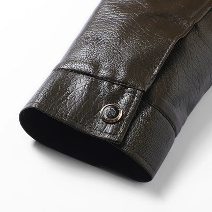 YJKVUR Men's Fleece-Lined Warm Faux Leather Jacket Waterproof Windproof Autumn Winter New Arrival Man Motorcycle Stylish Coat ﻿ BLACKBEARD OUTDOOR INDUSTRIES