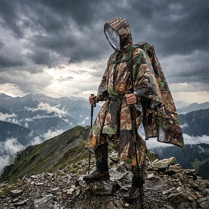 Poncho Pluie 3-en-1 Imperméable — Cape, Bâche & Tapis de Sol | Camouflage, Vert, Orange, Bleu, Noir - BLACKBEARD OUTDOOR INDUSTRIES