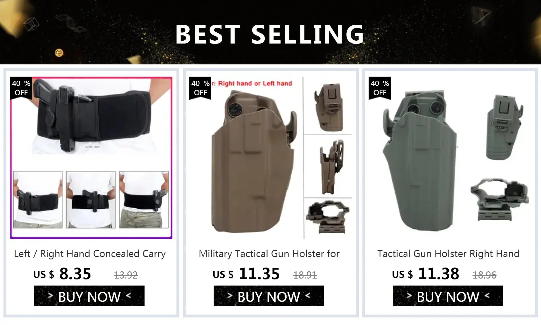 Holster Tactique Universel pour Pistolet – Compatible Glock, SIG, et +30 Modèles Ma boutique