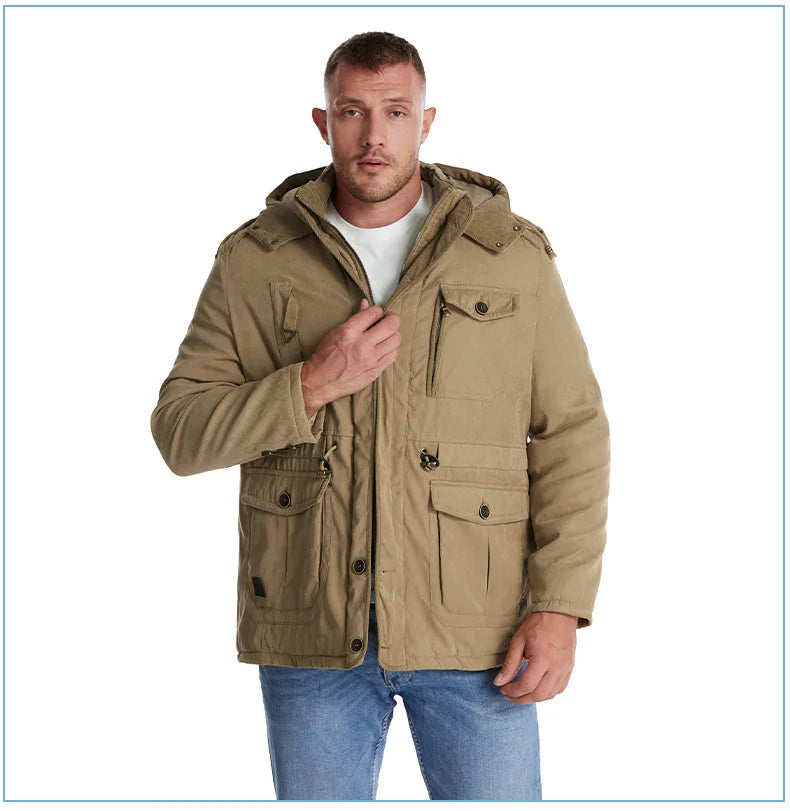 Parka Homme Hiver Chaude – LZLLTT Avec Capuche Amovible | Doublure Polaire | Multipoches | -30°C à +5°C - BLACKBEARD OUTDOOR INDUSTRIES
