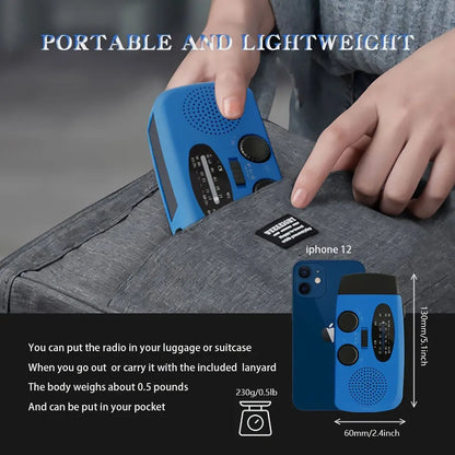 Radio Portable d'Urgence Rechargeable 2000mAh – Radio Solair, Manivelle et USB avec Flashlight, Radio AM/FM/SW, Radio Météo pour Survie, Batterie Rechargeable et Chargeur de Secours - BLACKBEARD OUTDOOR INDUSTRIES