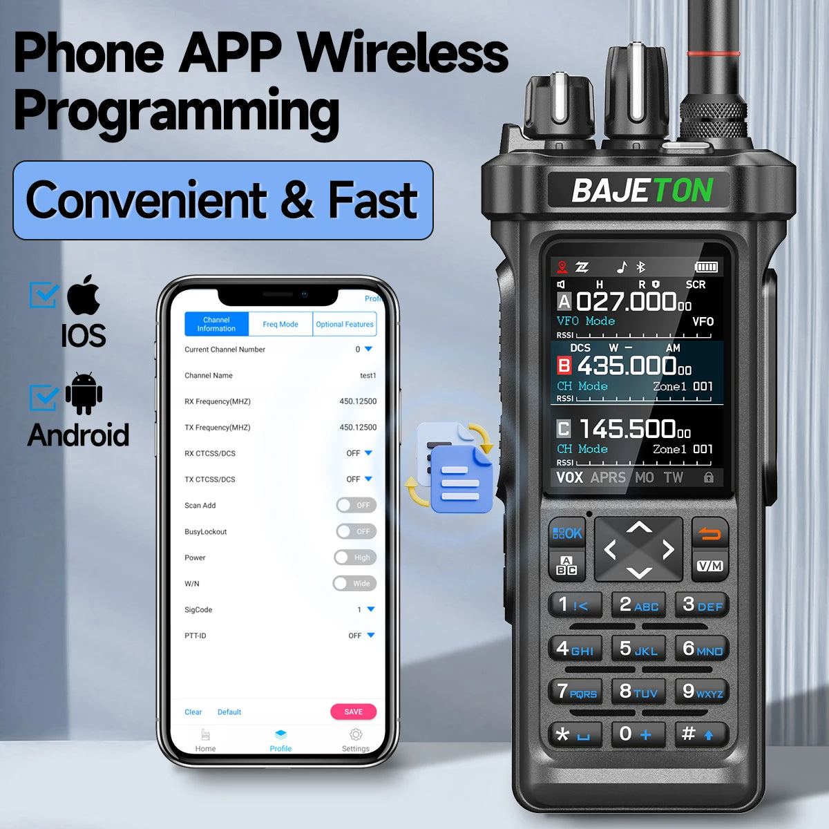 BAJETON BJ-9000 – talkie-walkie APRS GPS 10W, VHF/UHF & CB 27 MHz, récepteur AM/FM/SSB, programmation Bluetooth, USB‑C, triple veille - BLACKBEARD OUTDOOR INDUSTRIES