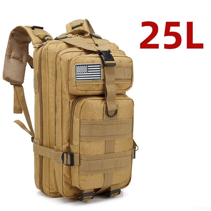 Sac à Dos Tactique MOLLE 25L/50L – Nylon Imperméable, Compatible Laptop | Randonnée, Chasse, Camping
