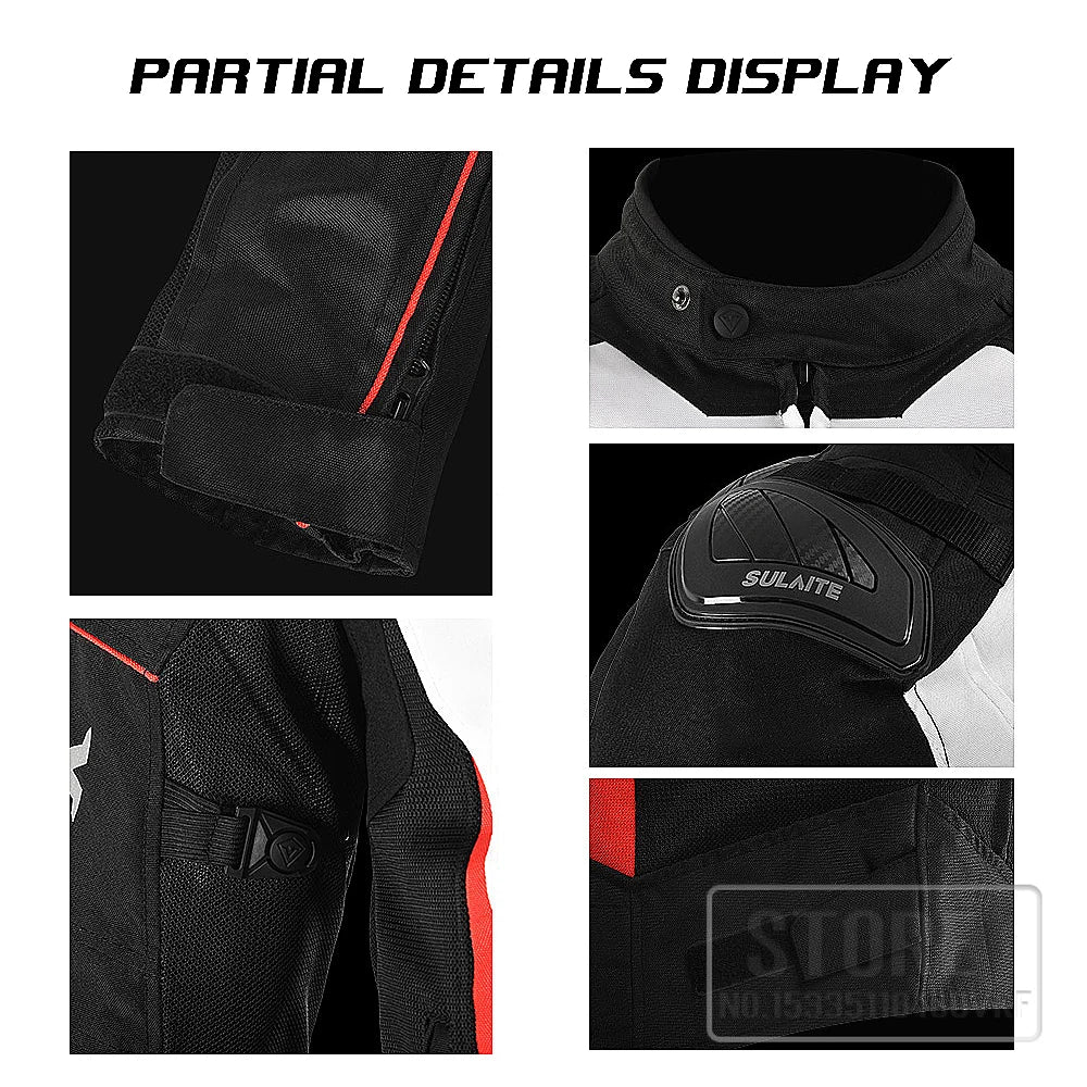 SULAITE Veste Moto Homme Femme – Blouson Moto Homologué CE avec Armures – Mesh Respirant – S à 4XL