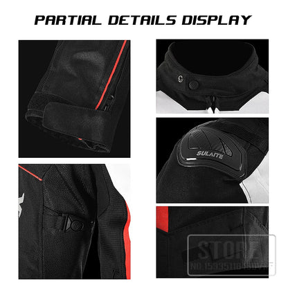 SULAITE Veste Moto Homme Femme – Blouson Moto Homologué CE avec Armures – Mesh Respirant – S à 4XL