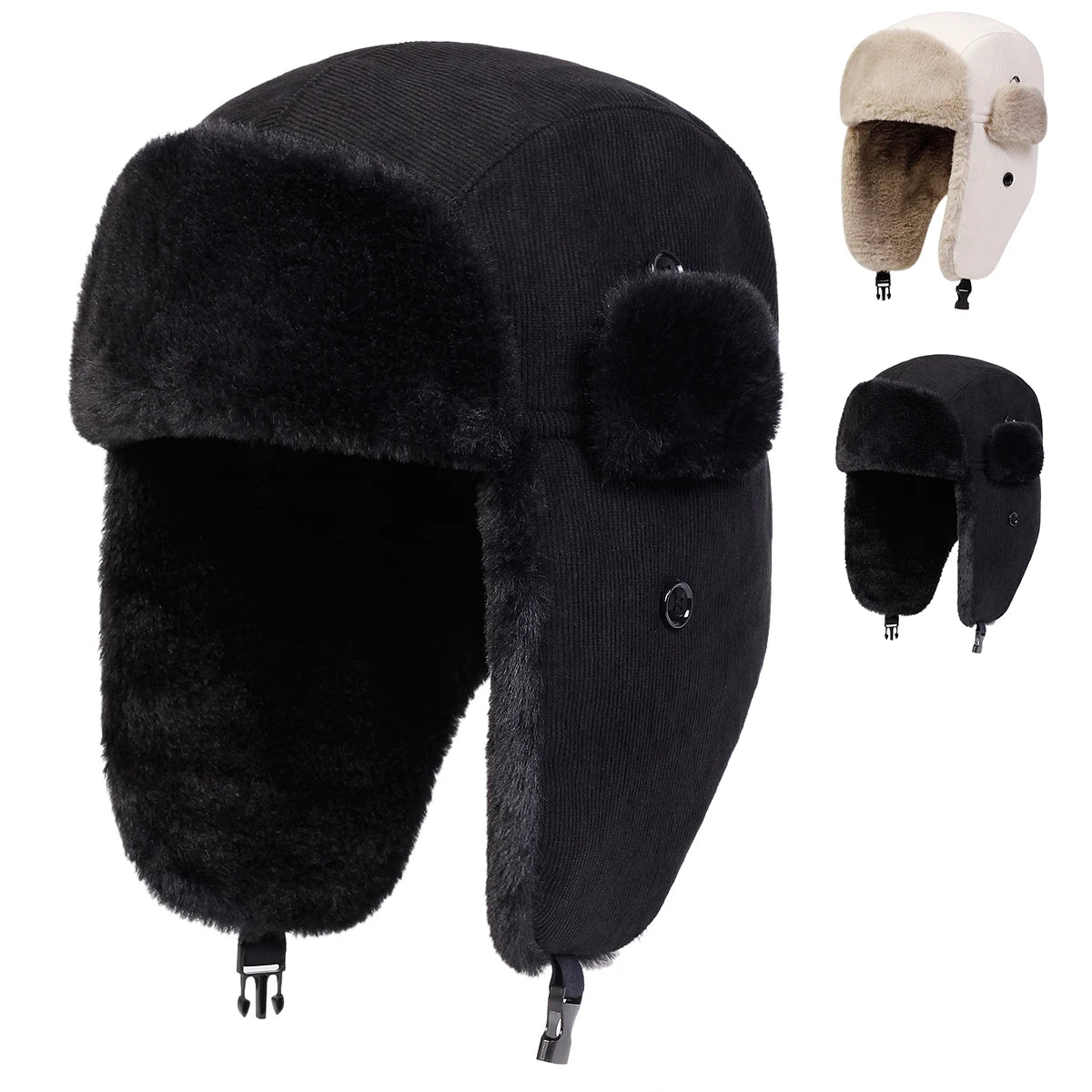Chapka Hiver – Bonnet Oreillettes Velours Côtelé Unisexe