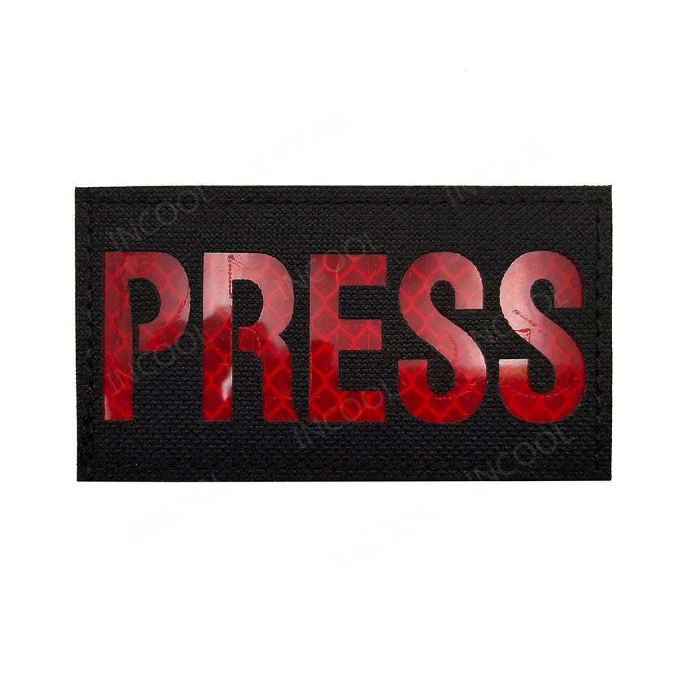 Patch Brassard Brodé PRESS MEDIA INSTRUCTOR – Réfléchissant & Lumineux | Velcro