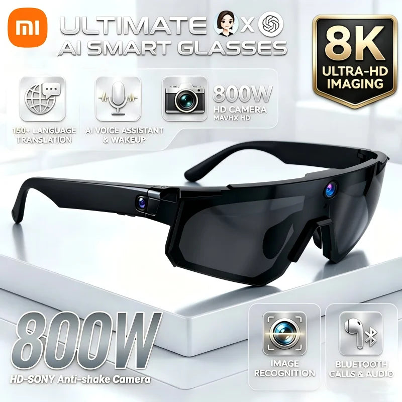 Lunettes Tactiques Intelligentes AI – Caméra 1080P 8MP Anti-Shake, 32Go, Coupe-Vent | Cyclisme & Sport
