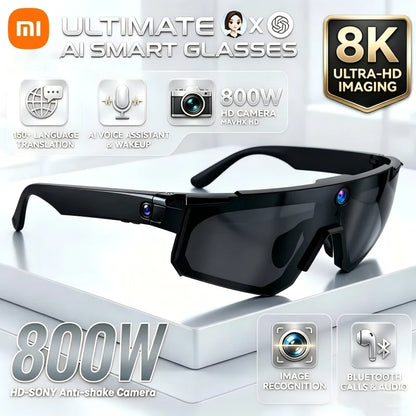 Lunettes Tactiques Intelligentes AI – Caméra 1080P 8MP Anti-Shake, 32Go, Coupe-Vent | Cyclisme & Sport