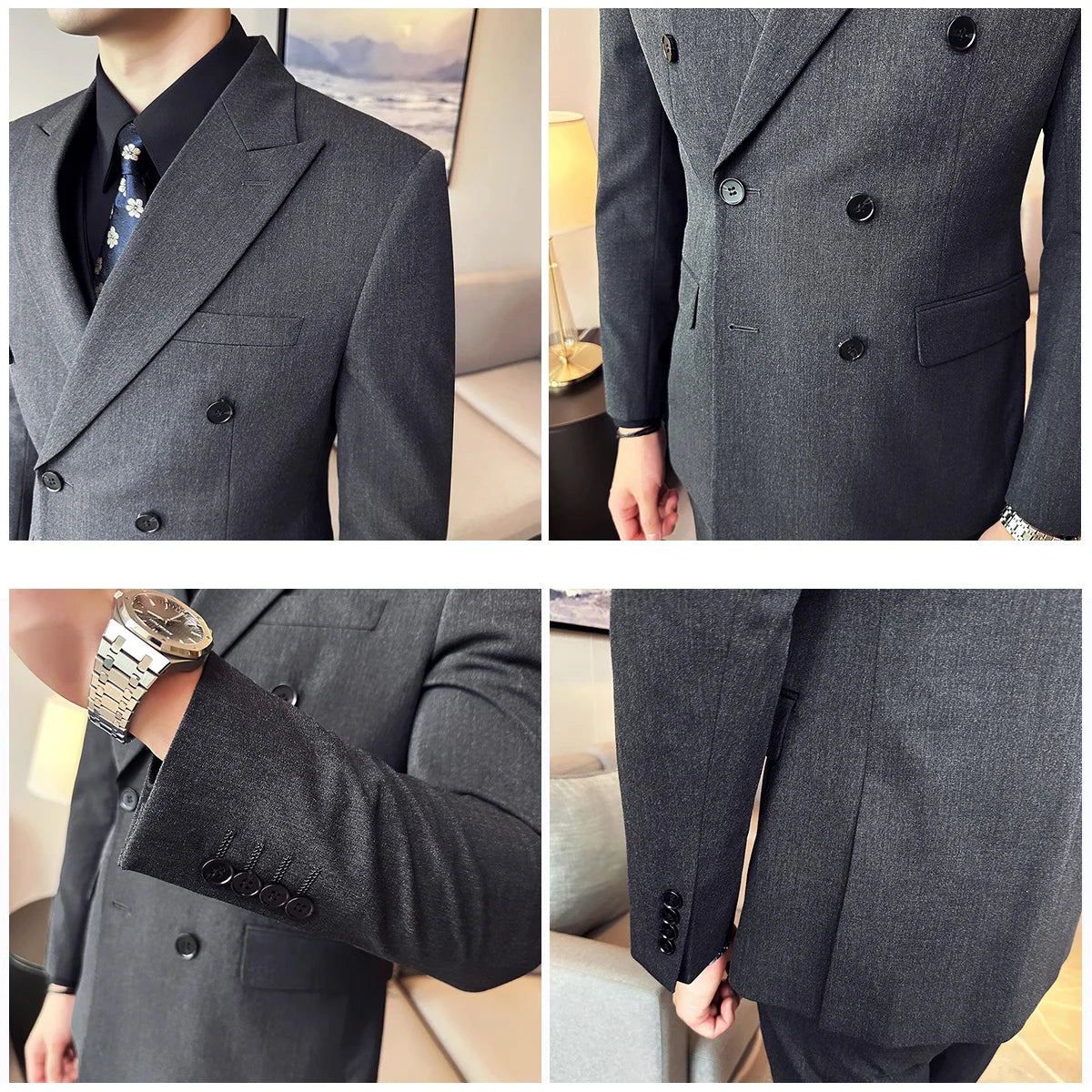 Costume homme croisé ajusté, 2 ou 3 pièces