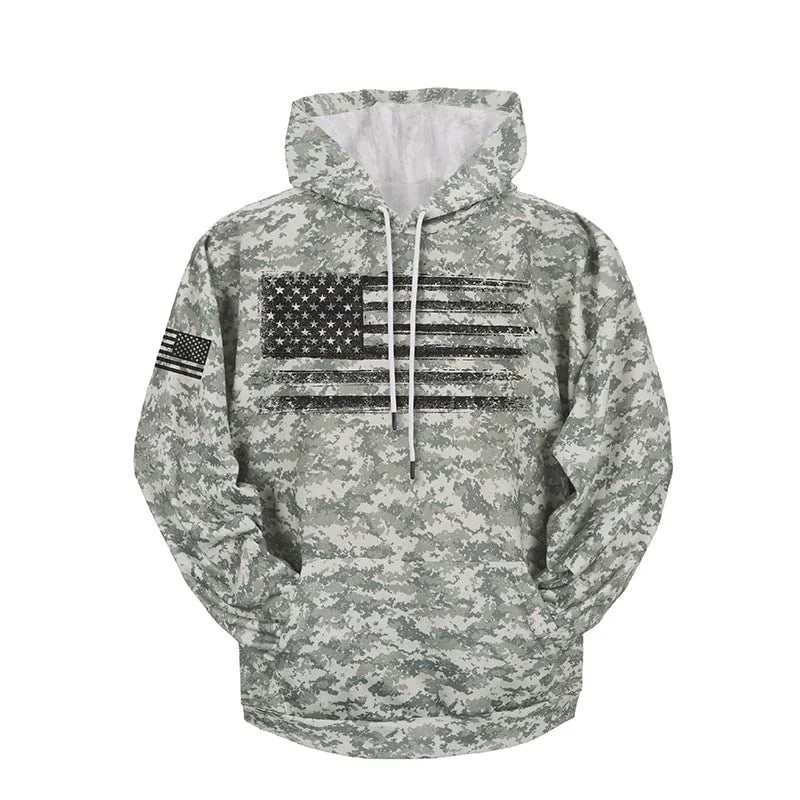 Hoodie Camouflage 3D Drapeau Américain — Sweat à Capuche Patriotique USA Imprimé Homme Femme Enfant - BLACKBEARD OUTDOOR INDUSTRIES